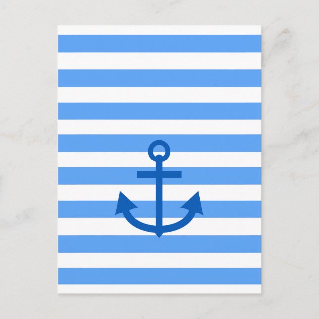 Postal Patrón de franja azul y blanca con anclaje (Anverso)