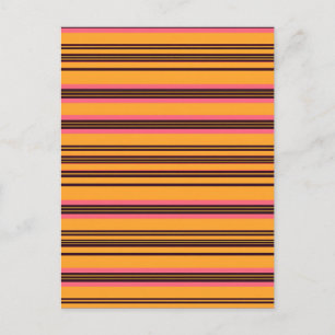 Postal Patrón de franja horizontal atrevida naranja rosa