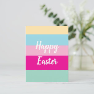 Postal Patrón de franjas coloridas Feliz Pascua