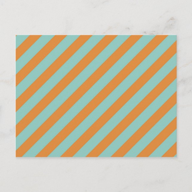 Postal Patrón de franjas diagonales azul y Naranja divert (Anverso)