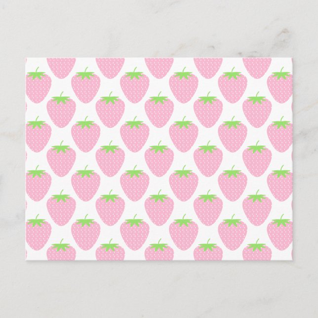 Postal Patrón de fresa rosa bonito. (Anverso)