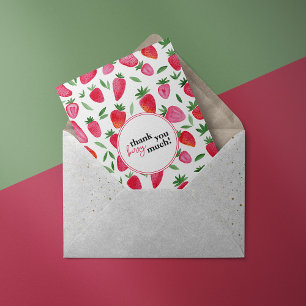 Postal Patrón de fresas en acuarela lindo gracias