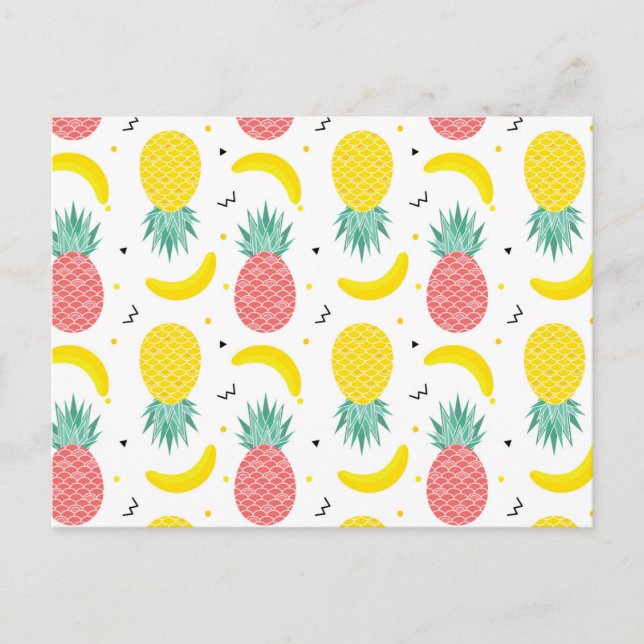 Postal Patrón de fruta tropical colorido (Anverso)