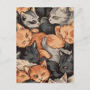 Postal Patrón de gatitos durmientes