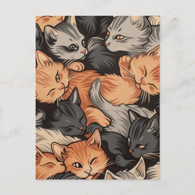 Postal Patrón de gatitos durmientes (Anverso)