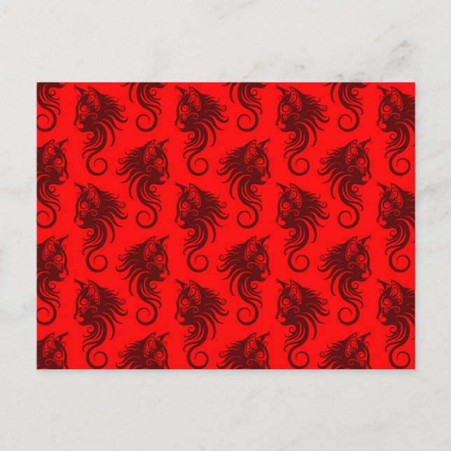 Postal Patrón de gato rojo giratorio (Anverso)