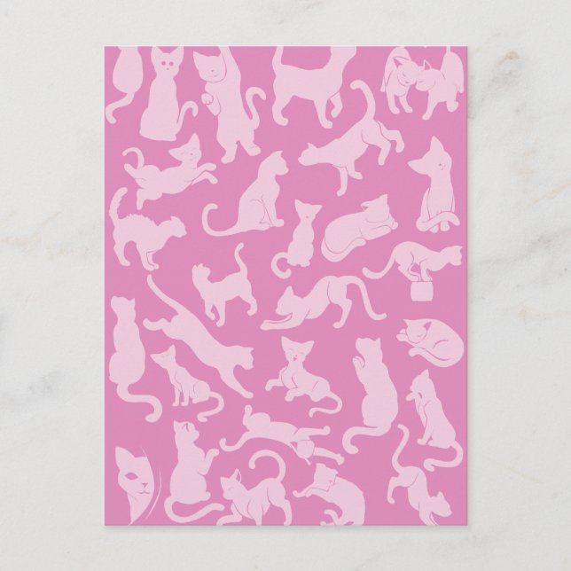 Postal Patrón de gato rosado (Anverso)