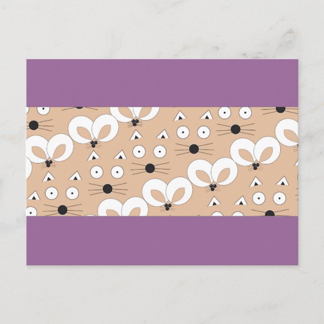 Postal Patrón de gato y ratón Tan (Anverso)