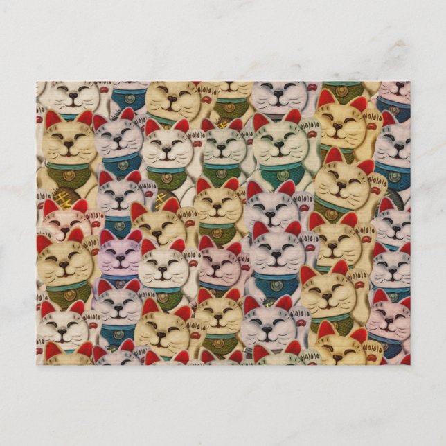 Postal Patrón de gatos Maneki-neko (Anverso)