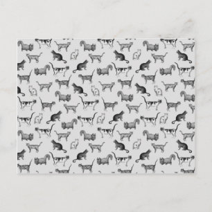 Postal Patrón de gatos vintage