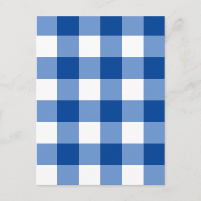 Postal Patrón de gingham azul (Anverso)