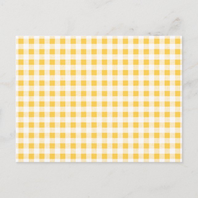 Postal Patrón de Gingham blanco amarillo (Anverso)