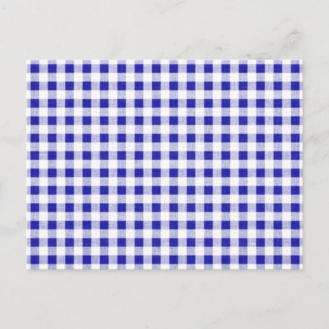 Postal Patrón de Gingham blanco azul marino (Anverso)