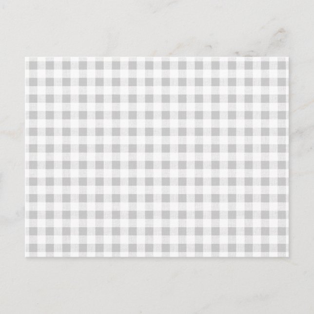Postal Patrón de Gingham blanco gris (Anverso)