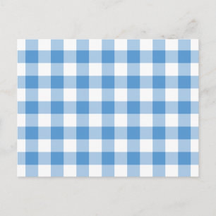 Postal Patrón de Gingham blanco y azul claro