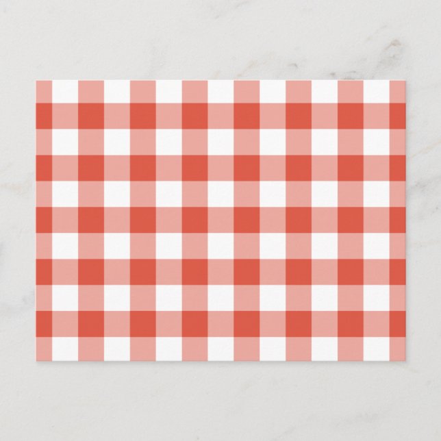 Postal Patrón de Gingham blanco y naranja (Anverso)