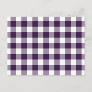Postal Patrón de Gingham púrpura y blanca