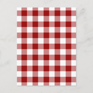 Postal Patrón de Gingham rojo y blanco