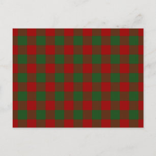 Postal Patrón de Gingham rojo y verde