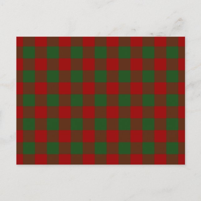 Postal Patrón de Gingham rojo y verde (Anverso)