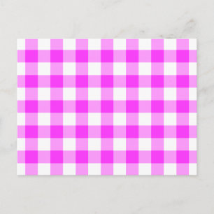 Postal Patrón de Gingham rosa y Blanco