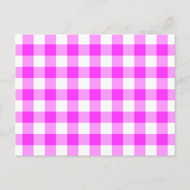 Postal Patrón de Gingham rosa y Blanco (Anverso)