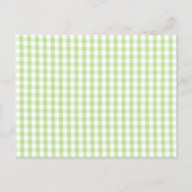 Postal Patrón de Gingham verde Pastel (Anverso)