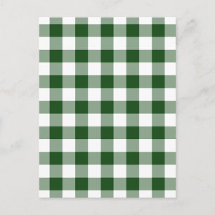 Postal Patrón de Gingham verde y blanco