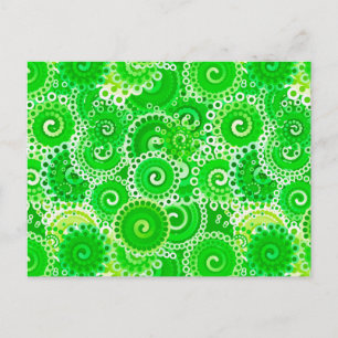 Postal Patrón de giro fractal, tonos verde esmeralda
