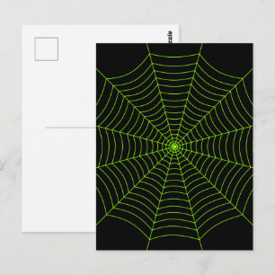 Postal Patrón de Halloween de telaraña de araña verde neó