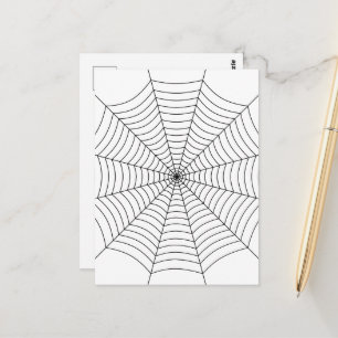 Postal patrón de Halloween de telaraña en blanco y negro
