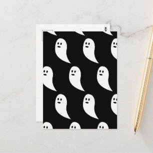 Postal Patrón de Halloween fantasma negro blanco lindo