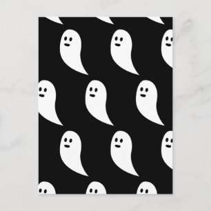 Postal Patrón de Halloween fantasma negro blanco lindo