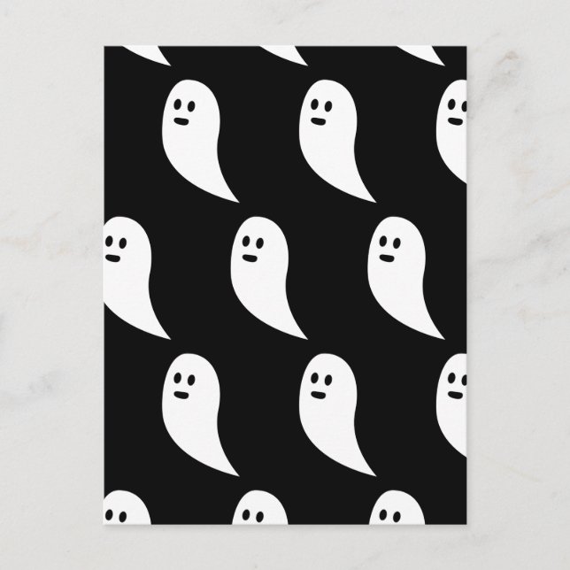 Postal Patrón de Halloween fantasma negro blanco lindo (Anverso)