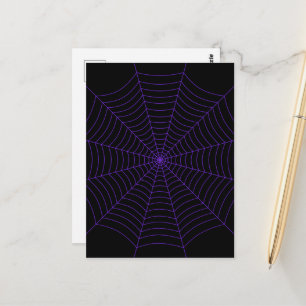 Postal Patrón de Halloween negro púrpura de telaraña