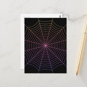 Postal Patrón de Halloween negro púrpura naranja telaraña
