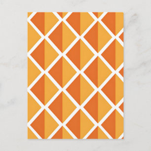 Postal Patrón de Harlequín de Diamante Naranja Retro