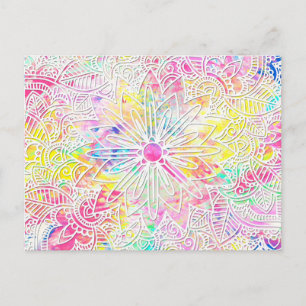 Postal patrón de henna dibujado a mano floral de moda bon