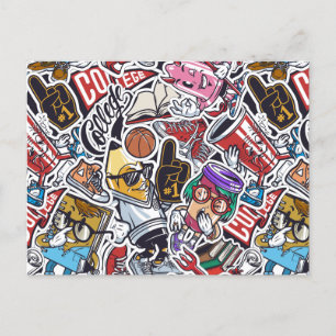 Postal Patrón de historietas en la universidad