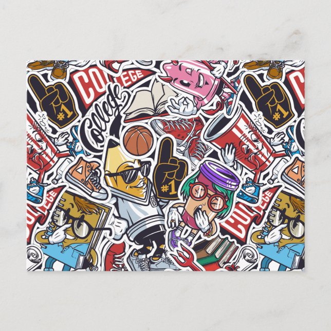 Postal Patrón de historietas en la universidad (Anverso)