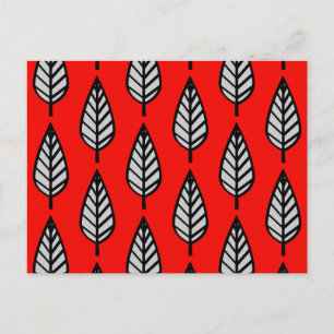 Postal Patrón de hoja de caldo - Rojo, negro y gris / gri