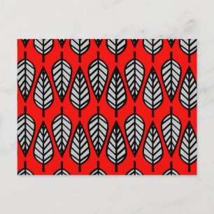 Postal Patrón de hoja de caldo - Rojo, negro y gris / gri