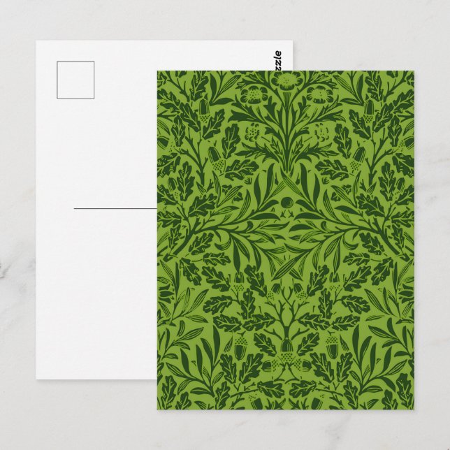Postal Patrón de hoja de roble verde sin fisuras de Willi (Anverso / Reverso)