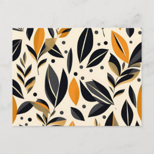 Postal Patrón de hoja geométrica inspirado por cosecha