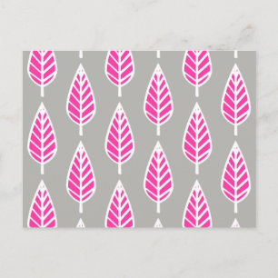 Postal Patrón de hojas de haya - rosa y plata de Fuchsia