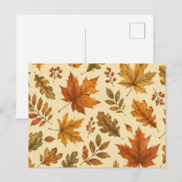 Postal Patrón de hojas de otoño | Foliaje de otoño en acu