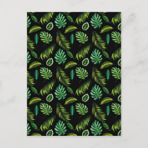Postal Patrón de hojas tropicales Tiki floral artesanal