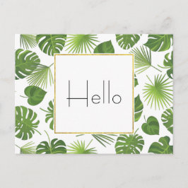 Postal Patrón de hojas tropicales verdes elegantes