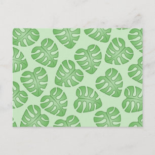 Postal Patrón de hojas verdes, hojas de monstera.