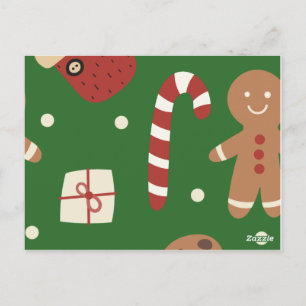 Postal Patrón de hombre de pan de jengibre de los navidad